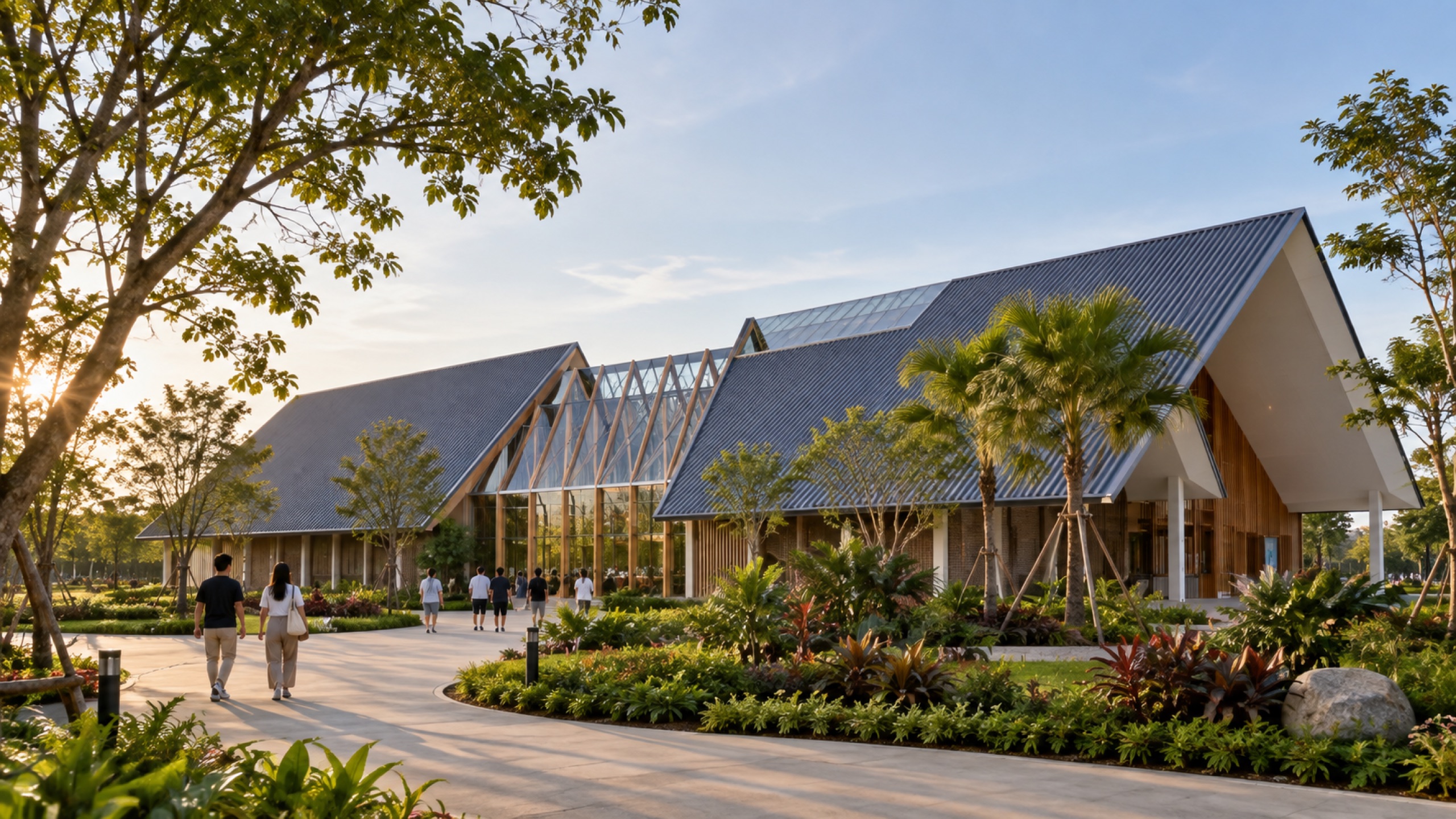 The Expo greenhouse at Udon Thani Expo 2026, inspired by the traditional Isan Huan Faet twin house