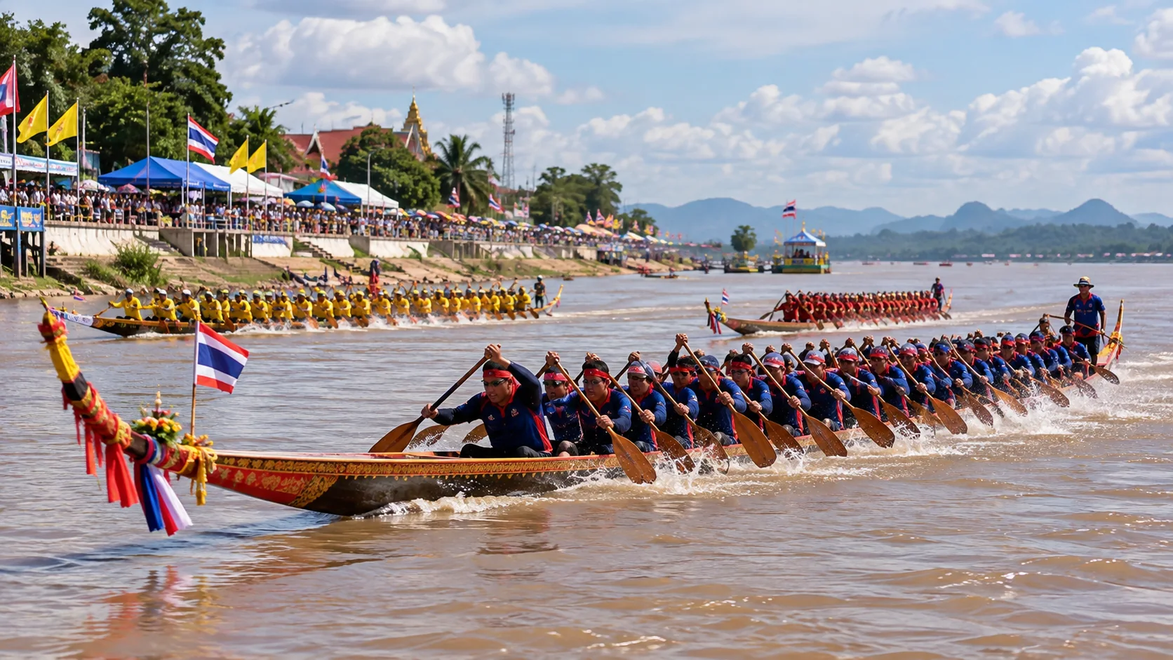 Long-boat race on the Mekong River