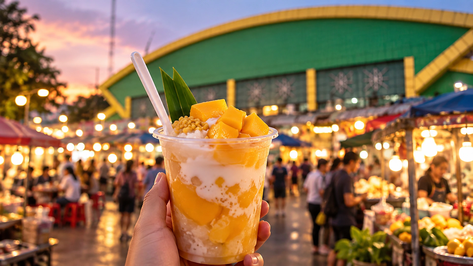 Thai mango sticky rice dessert at Udon Thani Night Market