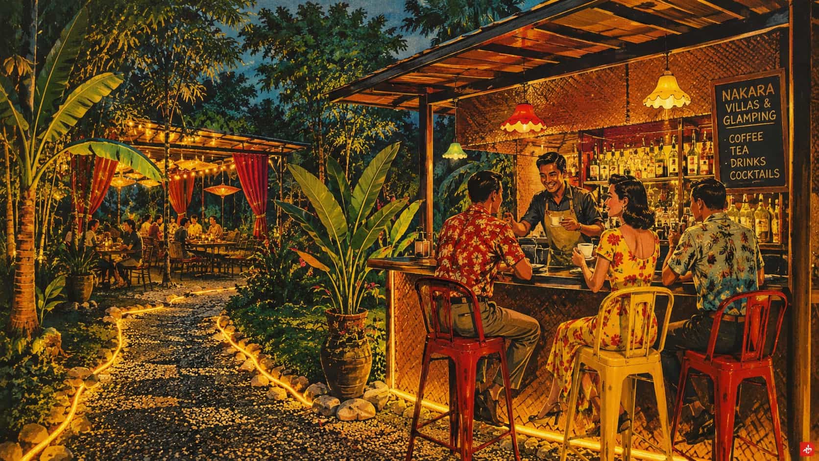 The garden cafe and bar at Nakara Villas and Glamping