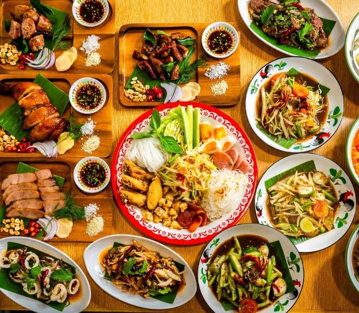 Isan food sharing platters