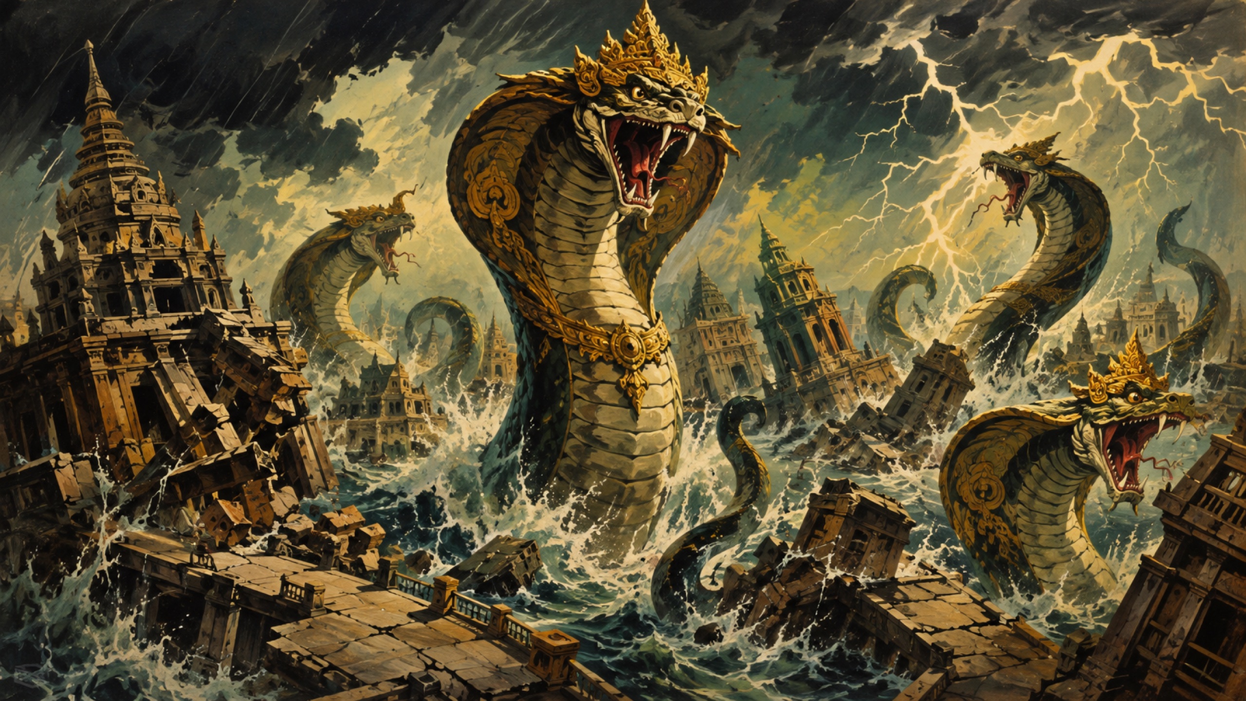 An army of Nagas rises and destroys the kingdom