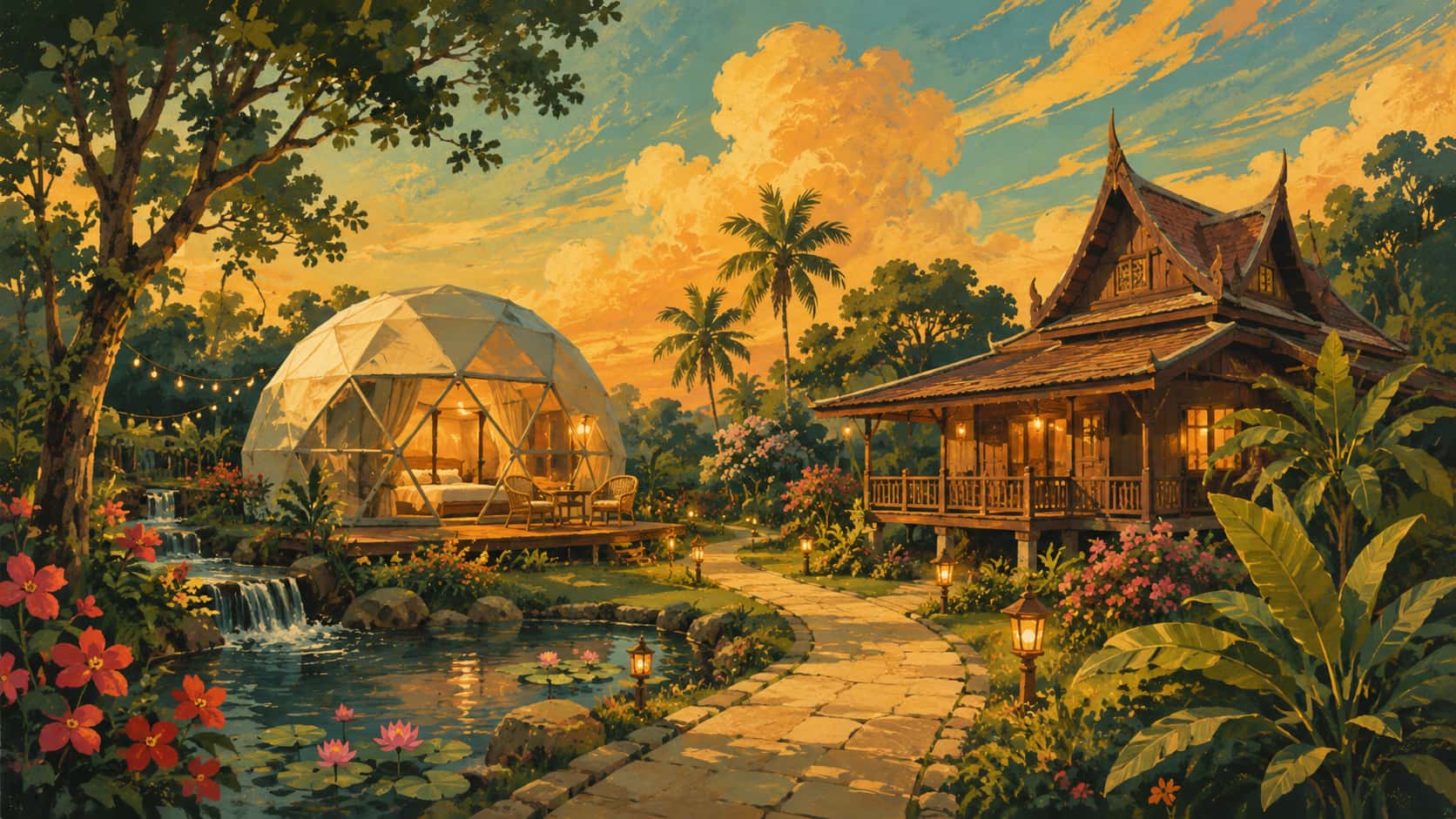 Nakara Villas and Glamping, a Thai-style villa or Starry Dome in the garden