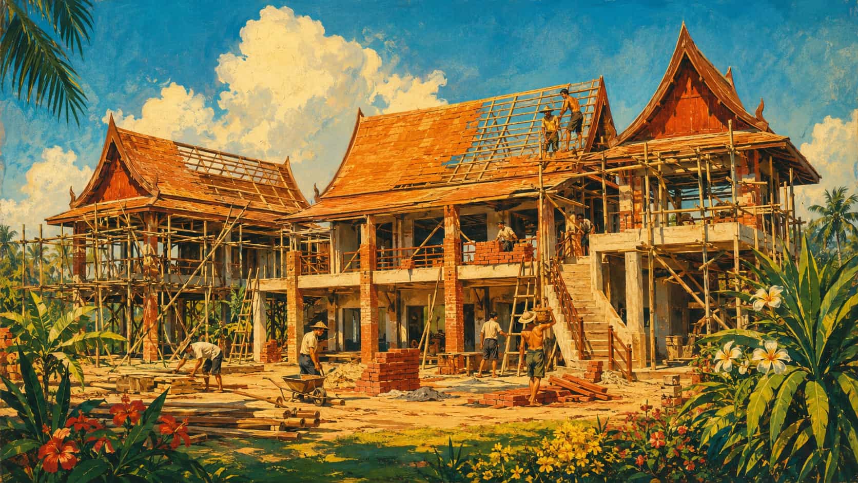 The main villa under construction at Nakara Villas and Glamping