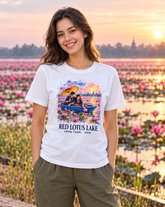 Red Lotus Lake T-Shirt, White