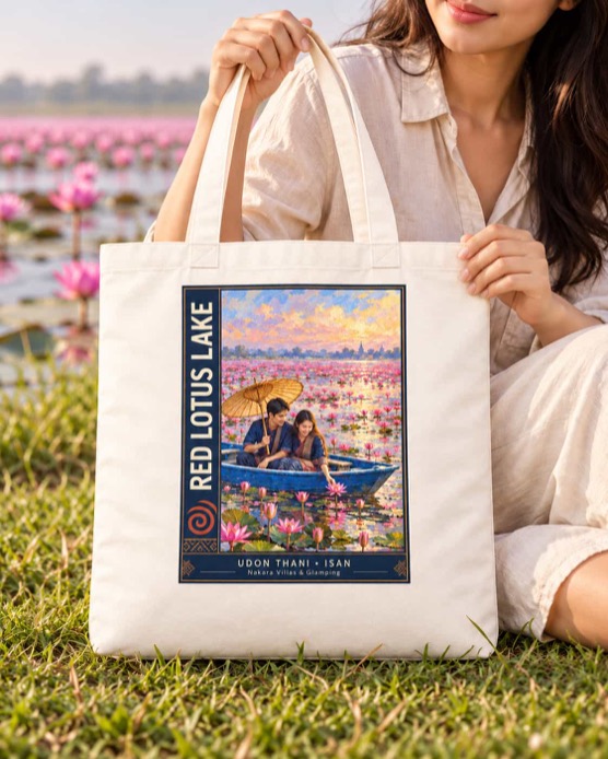 Red Lotus Lake Canvas Tote Bag