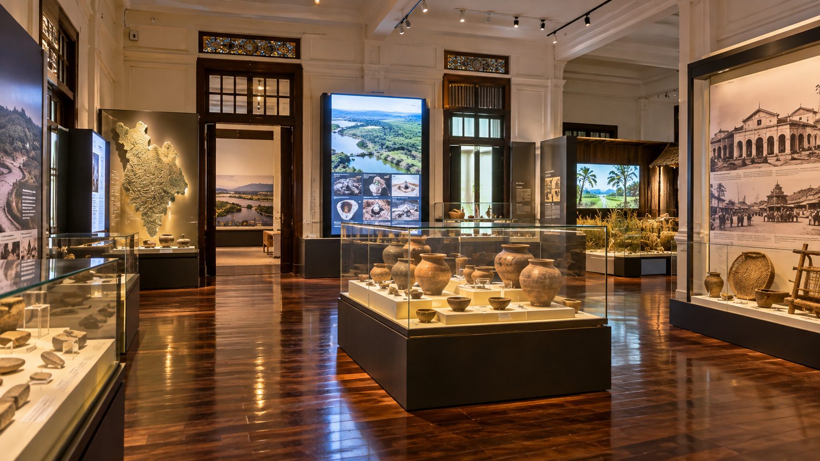 Modern historical exhibition inside Udon Thani City Museum in northeast Thailand
