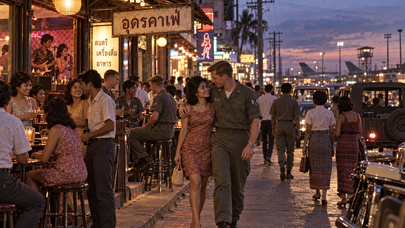 Udon Thani nightlife with Thai residents and American servicemen during the Vietnam War era