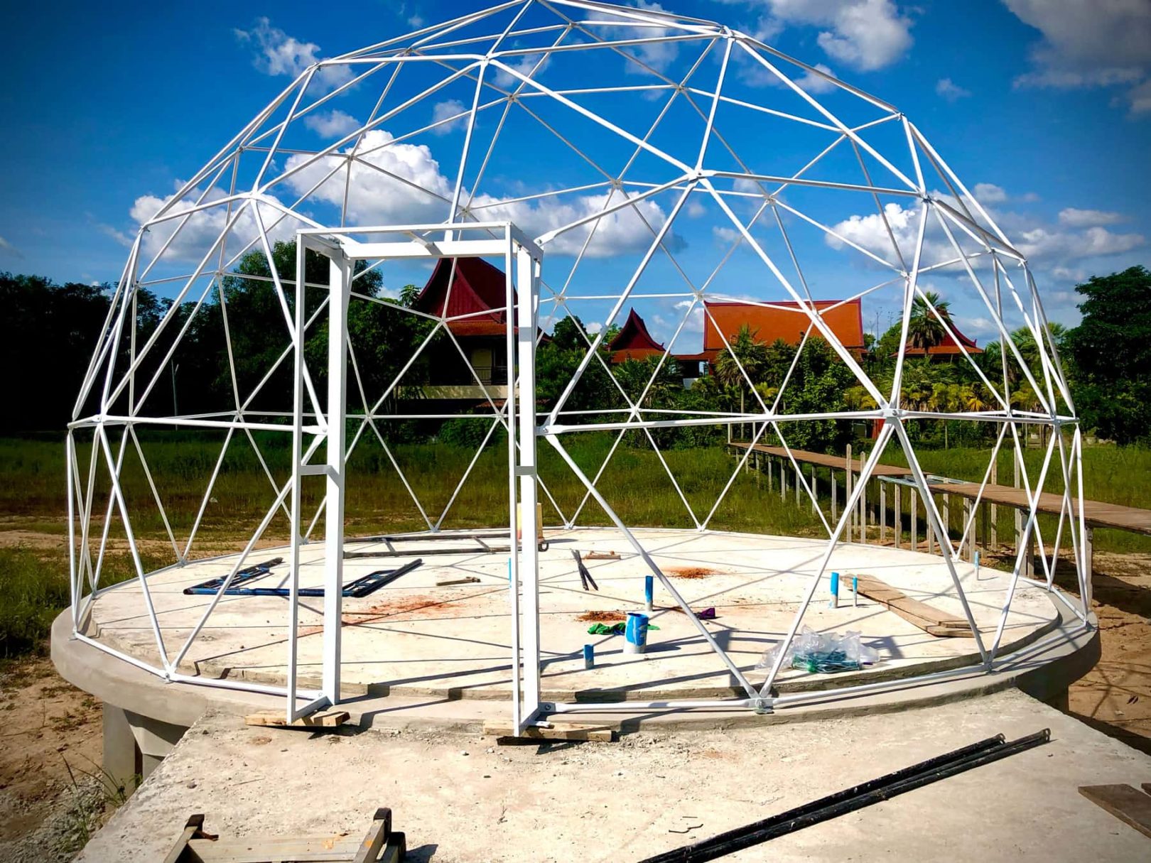 Building our Glamping Domes: Day 60 – Putting up the Domes