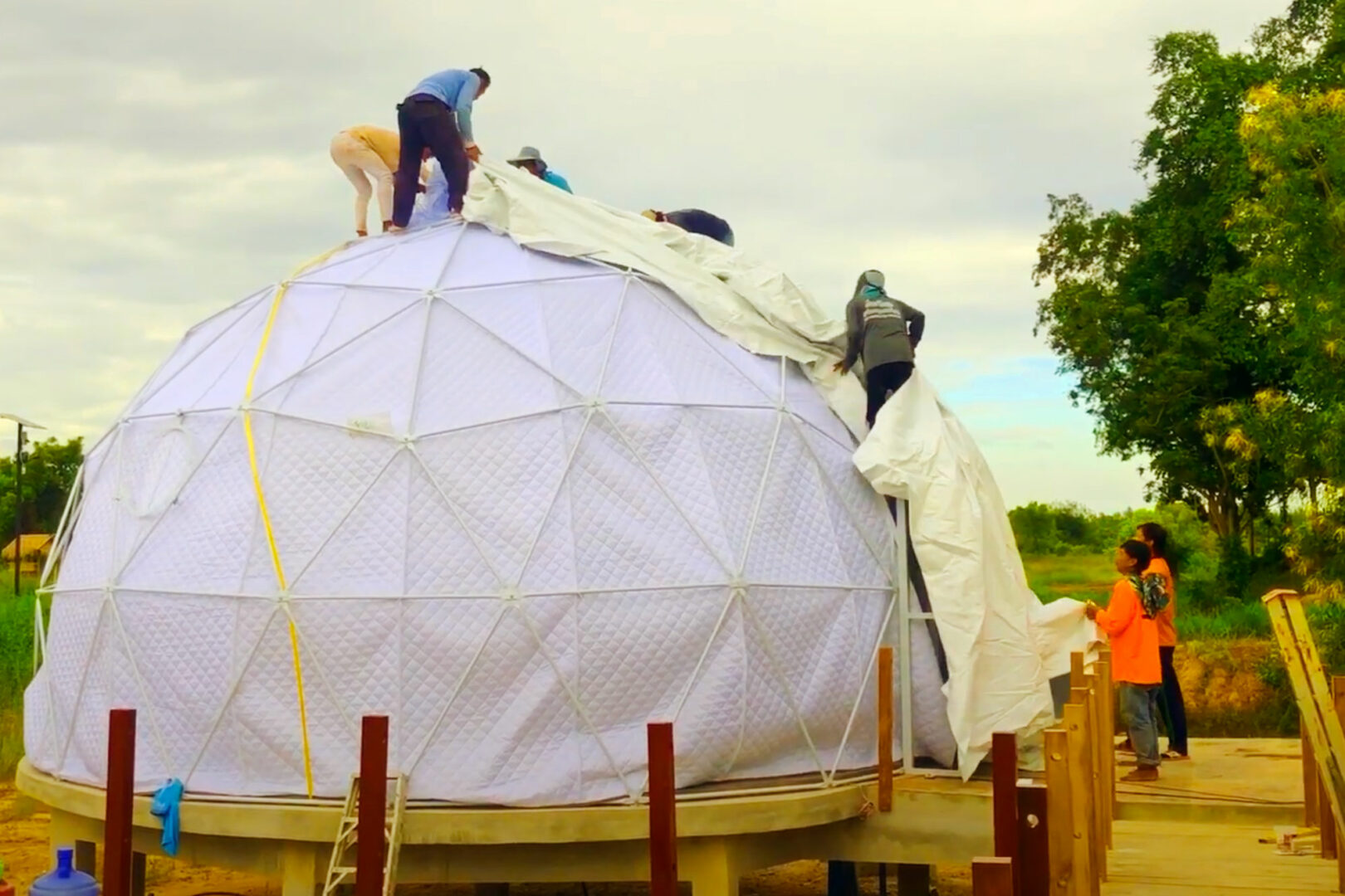 Building our Glamping Domes: Day 100 – Adding the Insulation & PVC Lining